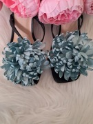 Pistacjowe kwiaty ozdoby klipsy do butów okazje wesele komunia