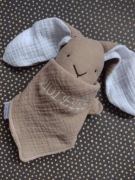 królik szmacianka prezent na baby shower muślin haft 