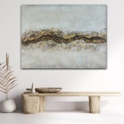 Obraz akrylowy abstrakcyjny "GOLD CANYON" 130x90cm złoty beżowy 