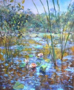 Nenufary Lilie wodne Obraz impresjonistyczny ręcznie malowany od autora 