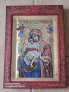 Piękna Ikona Grecka  prawosławna na desce Matka Boża z Dzieciątkiem JEZUS .