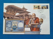 Koperta numizmatyczna z banknotem Nepal
