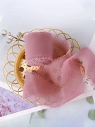 Różowa wstążka szyfonowa rwana szeroka - 4cm