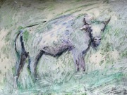 „Śnieżny żubr” akryl na papierze