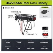 Bateria 36V 22.5Ah nowa Bafang 810Wh bagaznik USB