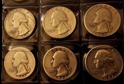 USA 6 x  Quarter Dollar 90 % Silver Washington  Quarters  srebro Ag 900