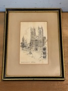 Ładny stary obrazek rysunek ręcznie rysowany WESTMINSTER ABBEY