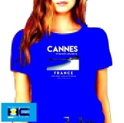 T-ShIrt, CANNES, FRANCE , damska L, niebieska 