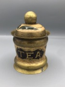 Vintage pojemnik na herbatę metalowa puszka TEA retro