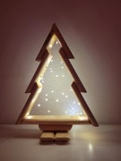 Choinka drewniana z lampkami LED