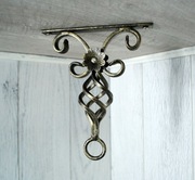 Wieszak Hak Uchwyt sufitowy kuty na doniczkę - Czarny + Złota Patyna (W13)