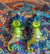 Dwie bombki szklane konik morski duże 15 cm