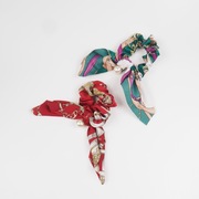 zestaw 2 satynowych gumek do włosów scrunchie z perłą jak apaszka kokarda