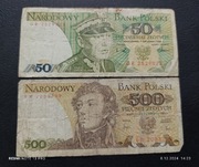 Zestaw banknotów polskich Stare banknoty 50 zł 1988 500 zł  1982 PRL 