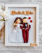 PERSONALIZOWANA PAMIĄTKA ŚLUBNA – Ramka 15x20 para młoda makrama