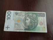 Banknot 100 zł Seria YJ0002006 zastępcza dość niski numer licytacja 