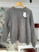 Szary sweter damski z moherem i wełną