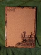 Tablica korkowa prezent handmade kolej decoupage