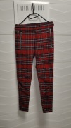 Spodnie Zara r. S czerwone krata NOWE legginsy