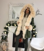 CUDO ZIMOWA KURTKA PARKA NATURALNE FUTRO LISA XL