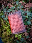 Skórzane etui na karty handmade - brązowe drewno