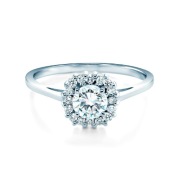 Pierścionek zaręczynowy Savicki: białe złoto, biały szafir