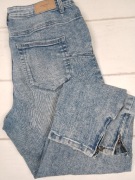 Vero Moda jeansy damskie L 40 slim jasny denim zamki nogawki organic cotton