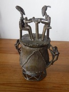 Afrykański duży  pojemnik z brązu Kuduo UNIKAT ZOBACZ 