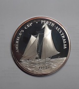 Samoa 25 tala, 1987 Regaty o Puchar Ameryki 5 uncji srebra pr.999
