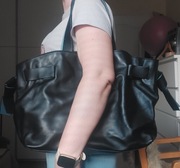 LK Bennett London czarna skórzana torebka shopperka skóra naturalna tote