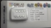 Diament naturalny brylant 0.98 Ct  Kolor D-F SI1-SI3  Certyfikat GWLAB
