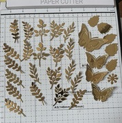 Złote Scrapki scrapbooking liście, motyle, gałązki ozdoby