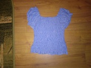 Bluzka damska koszulka top z odkrytymi ramionami niebieski rozciągliwy