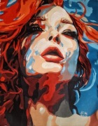 Obraz akrylowy ręcznie malowany ,,Ruda" około 40x50cm