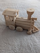 Drewniane puzzle 3d klocki układanka drewniana pociąg lokomotywa