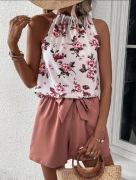 SHEIN Clasi Damska odzież dwuczęściowa Węzeł Kokardka z tyłu Kwiatowy Boho