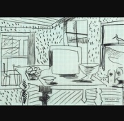 Wojciech Fangor "SZKIC DO OBRAZU „WEWNĘTRZNE ZEWNĘTRZNE“, 1987, ołówek