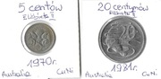 AUSTRALIA zestaw monet 5 centów 1970 i 20 centów 1981 Elżebieta II