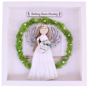 Podziękowanie dla Chrzestnych Komunia Chrzest ramka 3D z Aniołem Rękodzieło