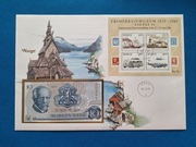 Koperta numizmatyczna z banknotem Norwegia