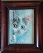 Obrazek, "Kot ", malowany ręcznie.