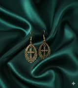 złote kolczyki łezki z krzyżykami stal