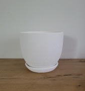 Doniczka ceramiczna biała z podstawką 16cm/13cm
