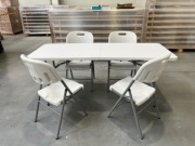 Zestaw komplet ogrodowy cateringowy biesiadny SKŁADANY: STÓŁ + 4 KRZESŁA