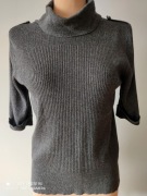 miękki sweter bluzka golf szary M&S r.M
