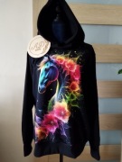 Bluza z kapturem czarna Kolorowy Koń wiosenna L 40 