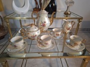 Vintage Czeski serwis do kawy/herbaty: Ręcznie złocenia i kwiaty .