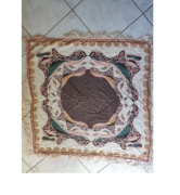 Vintage chusta z frędzlami apaszka pastelowa pareo duża zwiewna elegancka