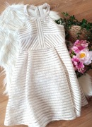 ażurkowa biała bandażowa imprezowa koktajlowa sukienka rozkloszowana 44XXL