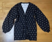 Sweter Orsay balonowe rękawy czarny w groszki pin up rozm. L